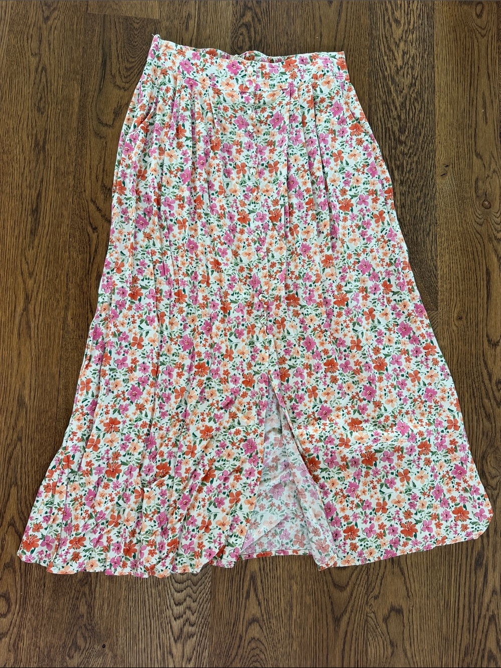 Floral Maxi Skirt in Pink & Orange - Women’s Lightweight Skirt